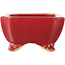 Rectangular red bonsai pot by Eime Yozan - 125 x 90 x 45 mm