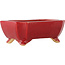 Rectangular red bonsai pot by Eime Yozan - 125 x 90 x 45 mm