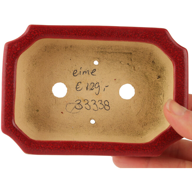 Pot à bonsaï rectangulaire rouge par Eime Yozan - 125 x 90 x 45 mm