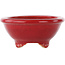 Oval red bonsai pot by Eime Yozan - 130 x 105 x 45 mm