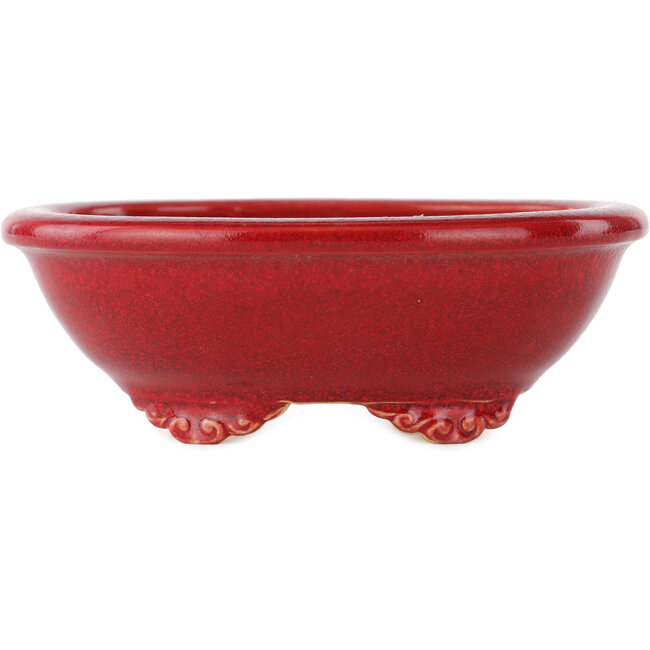 Pot à bonsaï ovale rouge par Eime Yozan - 130 x 105 x 45 mm