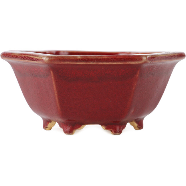 Maceta hexagonal roja para bonsái de Eime Yozan - 107 x 107 x 55 mm