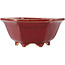 Hexagonal red bonsai pot by Eime Yozan - 107 x 107 x 55 mm