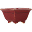 Hexagonal red bonsai pot by Eime Yozan - 107 x 107 x 55 mm