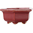 Hexagonal red bonsai pot by Eime Yozan - 105 x 105 x 50 mm