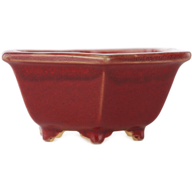 Maceta hexagonal roja para bonsái de Eime Yozan - 107 x 107 x 55 mm