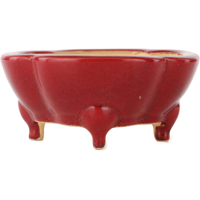 Mokko red bonsai pot by Eime Yozan - 125 x 125 x 55 mm