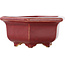 Hexagonal red bonsai pot by Eime Yozan - 105 x 105 x 50 mm