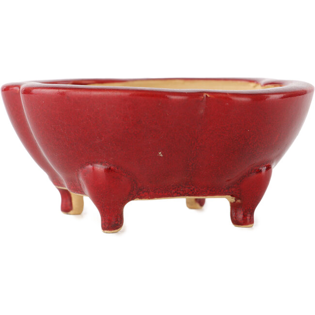 Pot à bonsaï rouge Mokko par Eime Yozan - 125 x 125 x 55 mm