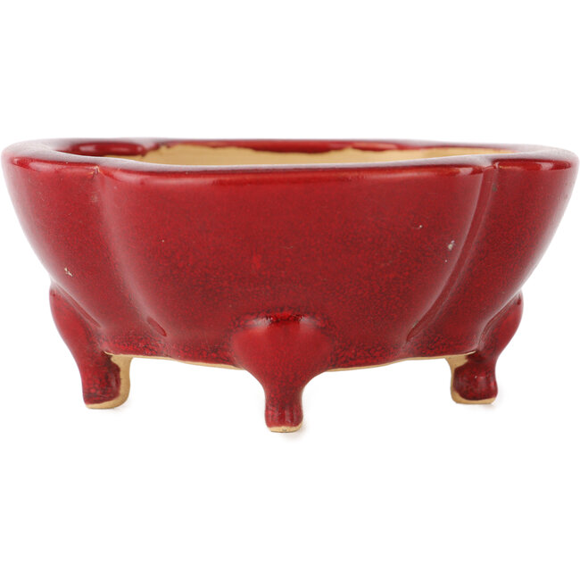 Pot à bonsaï rouge Mokko par Eime Yozan - 125 x 125 x 55 mm