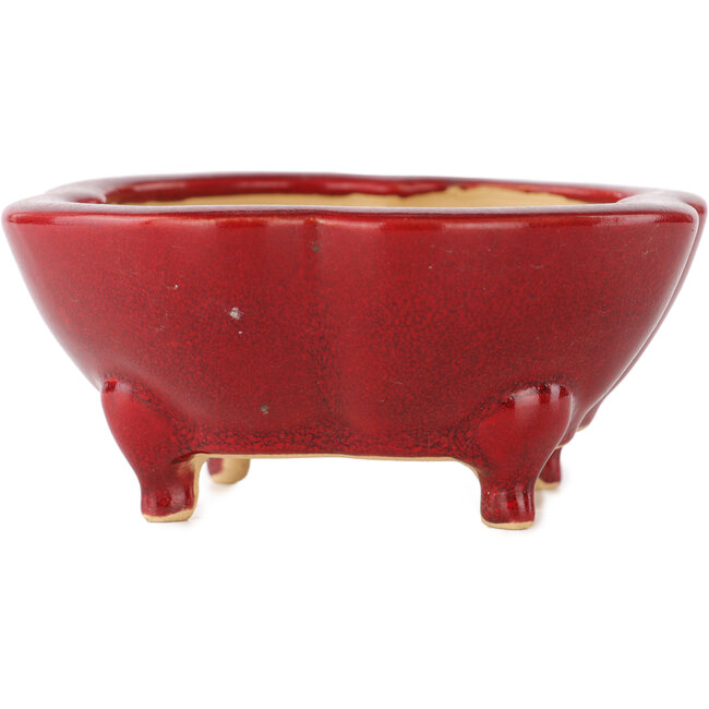 Mokko red bonsai pot by Eime Yozan - 125 x 125 x 55 mm