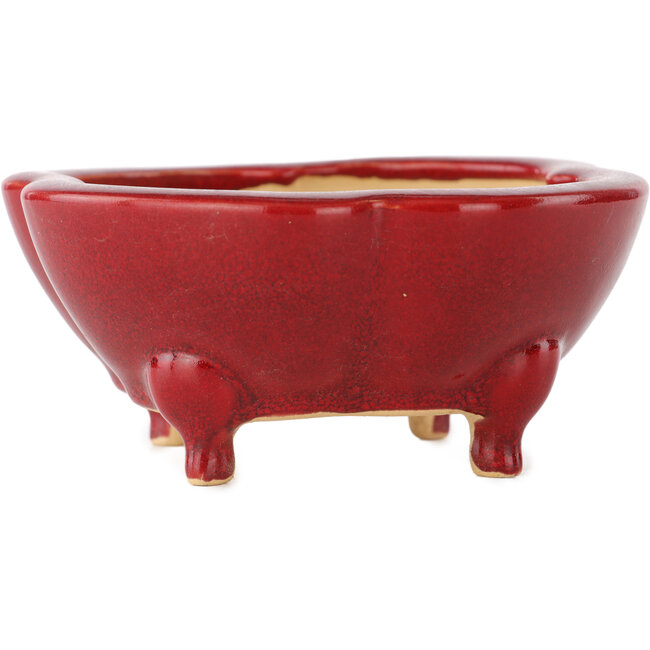 Pot à bonsaï rouge Mokko par Eime Yozan - 125 x 125 x 55 mm