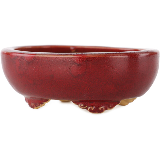Ovale rode bonsai pot van Eime Yozan - 115 x 95 x 45 mm