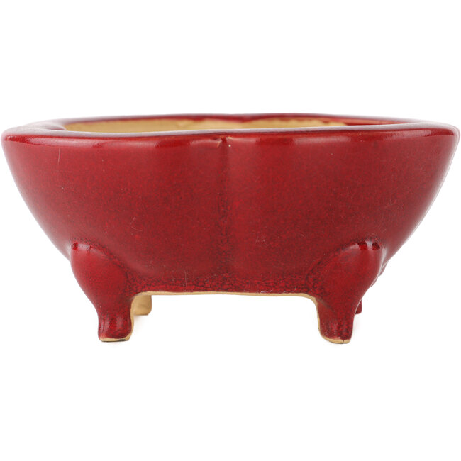 Mokko red bonsai pot by Eime Yozan - 125 x 125 x 55 mm