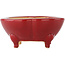 Pot à bonsaï rouge Mokko par Eime Yozan - 125 x 125 x 55 mm