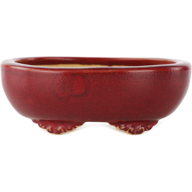 Ovale rode bonsai pot van Eime Yozan - 115 x 95 x 45 mm