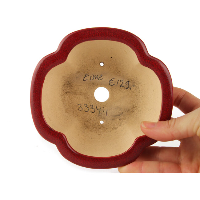 Vaso bonsai rosso Mokko di Eime Yozan - 125 x 125 x 55 mm