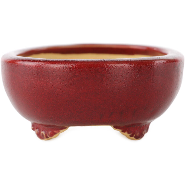 Pot à bonsaï ovale rouge par Eime Yozan - 115 x 95 x 45 mm