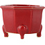 Octagonal red bonsai pot by Eime Yozan - 85 x 85 x 60 mm