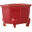 Octagonal red bonsai pot by Eime Yozan - 85 x 85 x 60 mm
