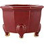 Octagonal red bonsai pot by Eime Yozan - 85 x 85 x 60 mm