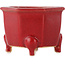 Octagonal red bonsai pot by Eime Yozan - 85 x 85 x 60 mm
