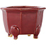 Octagonal red bonsai pot by Eime Yozan - 85 x 85 x 60 mm
