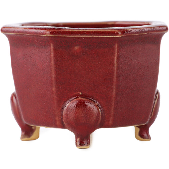 Pot à bonsaï octogonal rouge par Eime Yozan - 85 x 85 x 60 mm