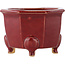 Octagonal red bonsai pot by Eime Yozan - 85 x 85 x 60 mm