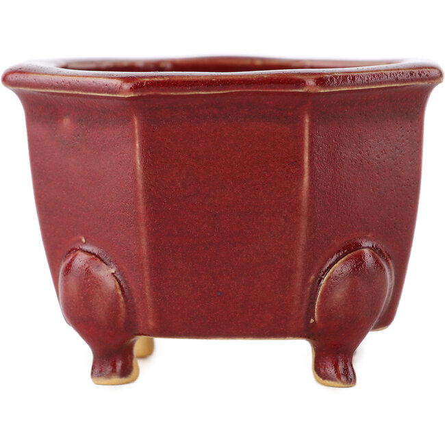 Pot à bonsaï octogonal rouge par Eime Yozan - 85 x 85 x 60 mm