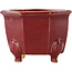 Octagonal red bonsai pot by Eime Yozan - 85 x 85 x 60 mm