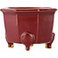 Octagonal red bonsai pot by Eime Yozan - 85 x 85 x 60 mm