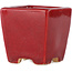 Square red bonsai pot by Eime Yozan - 65 x 65 x 65 mm