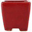 Square red bonsai pot by Eime Yozan - 65 x 65 x 65 mm