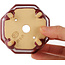 Octagonal red bonsai pot by Eime Yozan - 85 x 85 x 60 mm