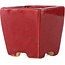 Square red bonsai pot by Eime Yozan - 65 x 65 x 65 mm