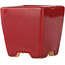 Square red bonsai pot by Eime Yozan - 65 x 65 x 65 mm