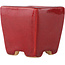 Square red bonsai pot by Eime Yozan - 65 x 65 x 65 mm