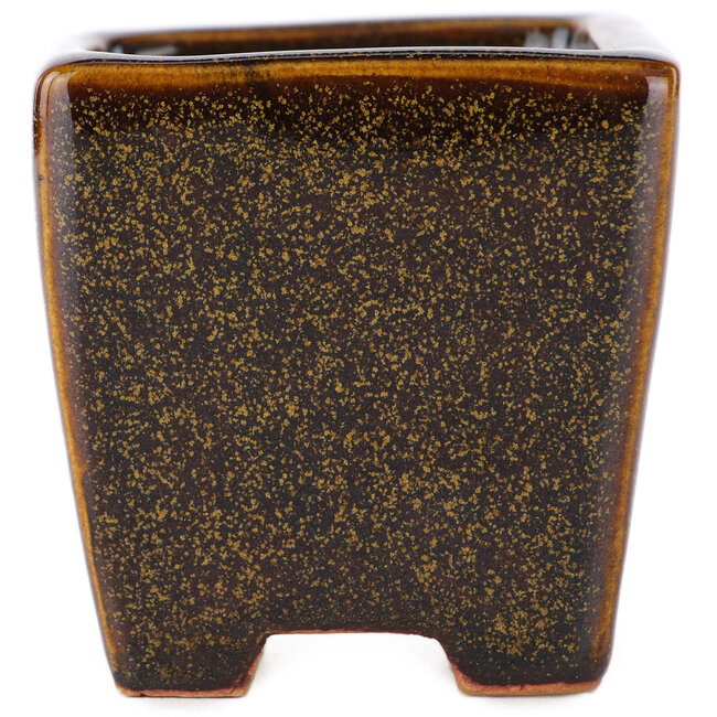 Square brown bonsai pot by Eime Yozan - 62 x 62 x 62 mm