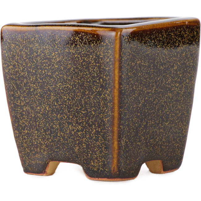 Pot à bonsaï carré marron par Eime Yozan - 62 x 62 x 62 mm