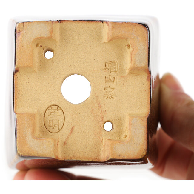 Pot à bonsaï carré marron par Eime Yozan - 62 x 62 x 62 mm