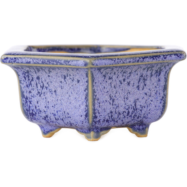 Hexagonal purple bonsai pot by Eime Yozan - 105 x 105 x 50 mm