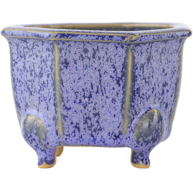 Octagonal purple bonsai pot by Eime Yozan - 85 x 85 x 60 mm