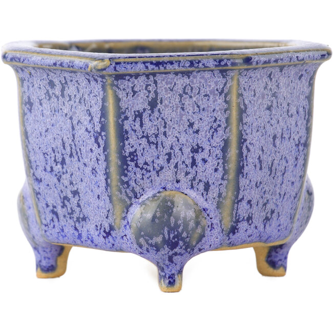 Octagonal purple bonsai pot by Eime Yozan - 85 x 85 x 60 mm