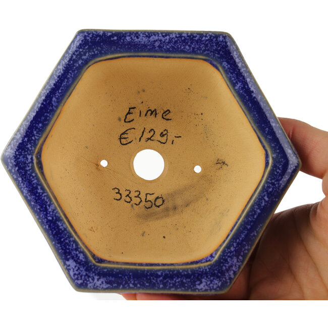 Hexagonal purple bonsai pot by Eime Yozan - 105 x 105 x 50 mm