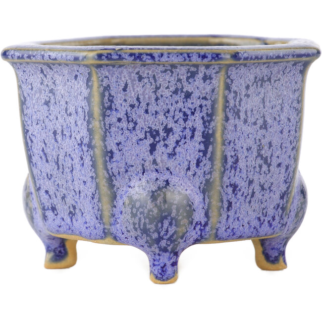 Octagonal purple bonsai pot by Eime Yozan - 85 x 85 x 60 mm
