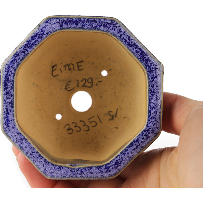 Pot à bonsaï octogonal violet par Eime Yozan - 85 x 85 x 60 mm