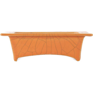 Fuka Maceta rectangular de 150 mm con diseño craquelado en color naranja de Fuka, Japón