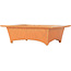Rectangular orange craquelé bonsai pot by Fuka - 150 x 105 x 45 mm