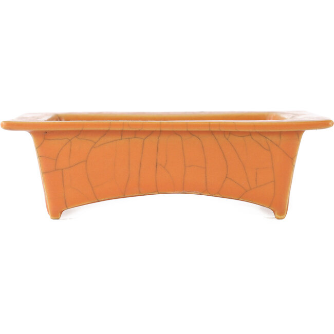 Maceta rectangular para bonsái craquelé naranja de Fuka - 150 x 105 x 45 mm